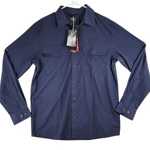 33,000ft Air-Hole Tech Fishing Shirt Mens M Navy Blue Hiking Outdoor‎ Gorpcore
